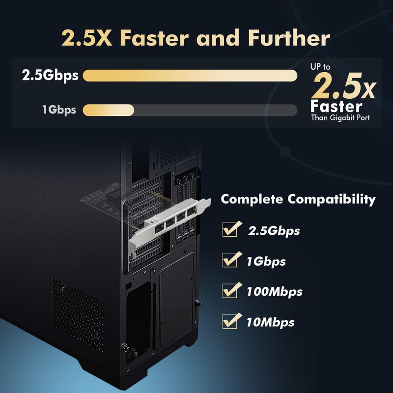 Binardat 4 Ports 2.5G PCIe Network Card, RTL8125B LAN Controller, 2500/1000/100Mbps RJ45 Ethernet NIC Adapter, Support PXE for Windows/Linux - Image 3